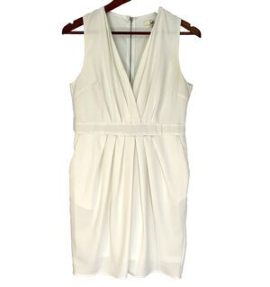 YA Los Angeles Dress Women Size L Ivory Silk Sheath Pockets Cocktail Party Boho